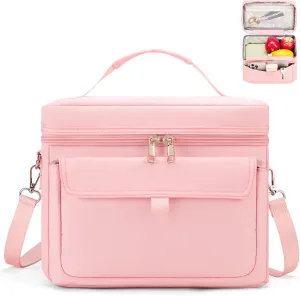 Insulated Lunch Box & Lunch Bag for Women - Reusable Lunch Bags adult Cooler Bag soft Leakproof Lightweight - Large Lunchbox for Work/Picnic/Outdoor (9.5L Pink)