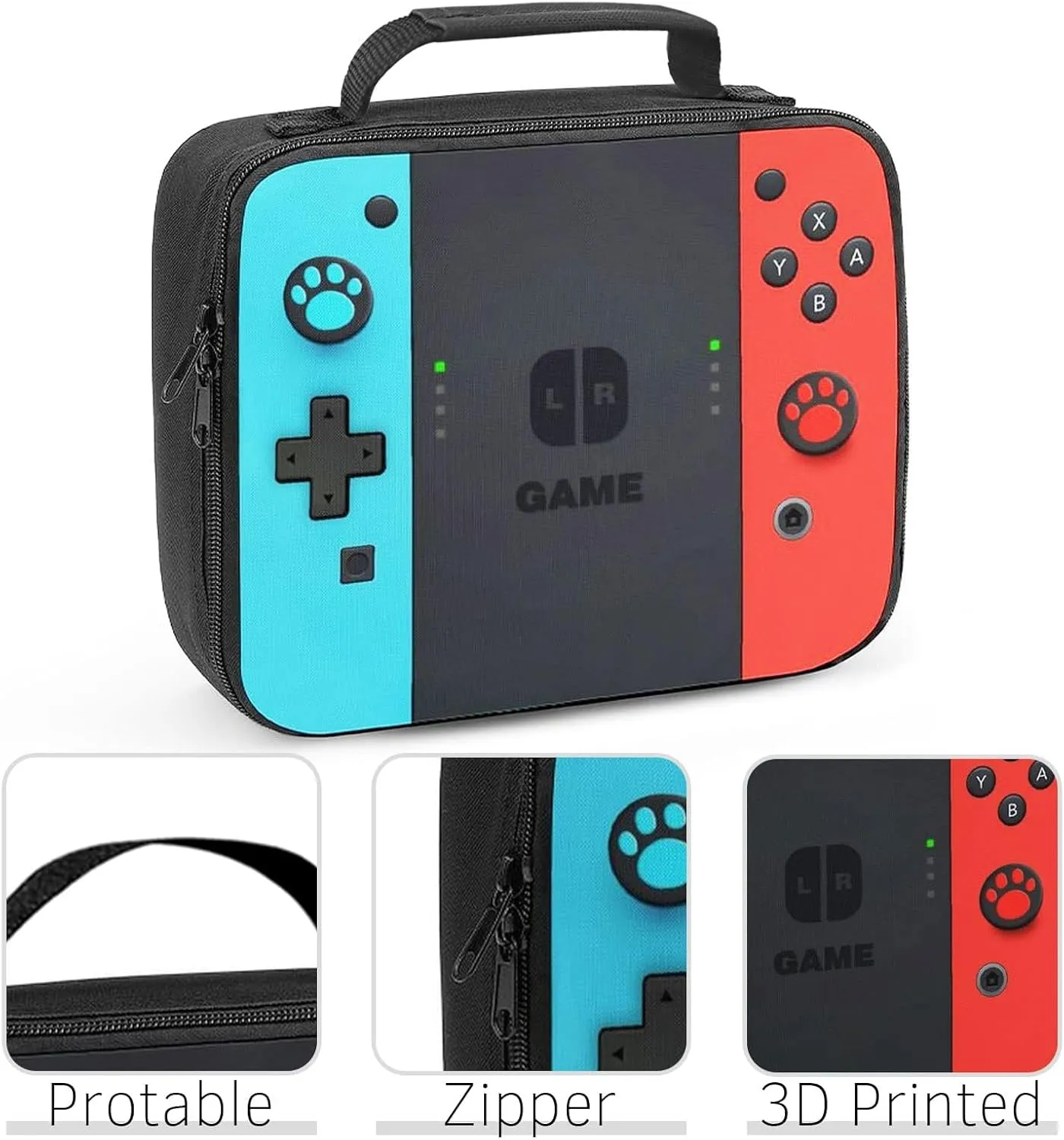 Insulated Lunch Box for Boys Girls, Game Lunch Bag for School Work Office Travel Picnic Hiking Beach, Waterproof Leakproof Portable Fits Most Bento Boxes