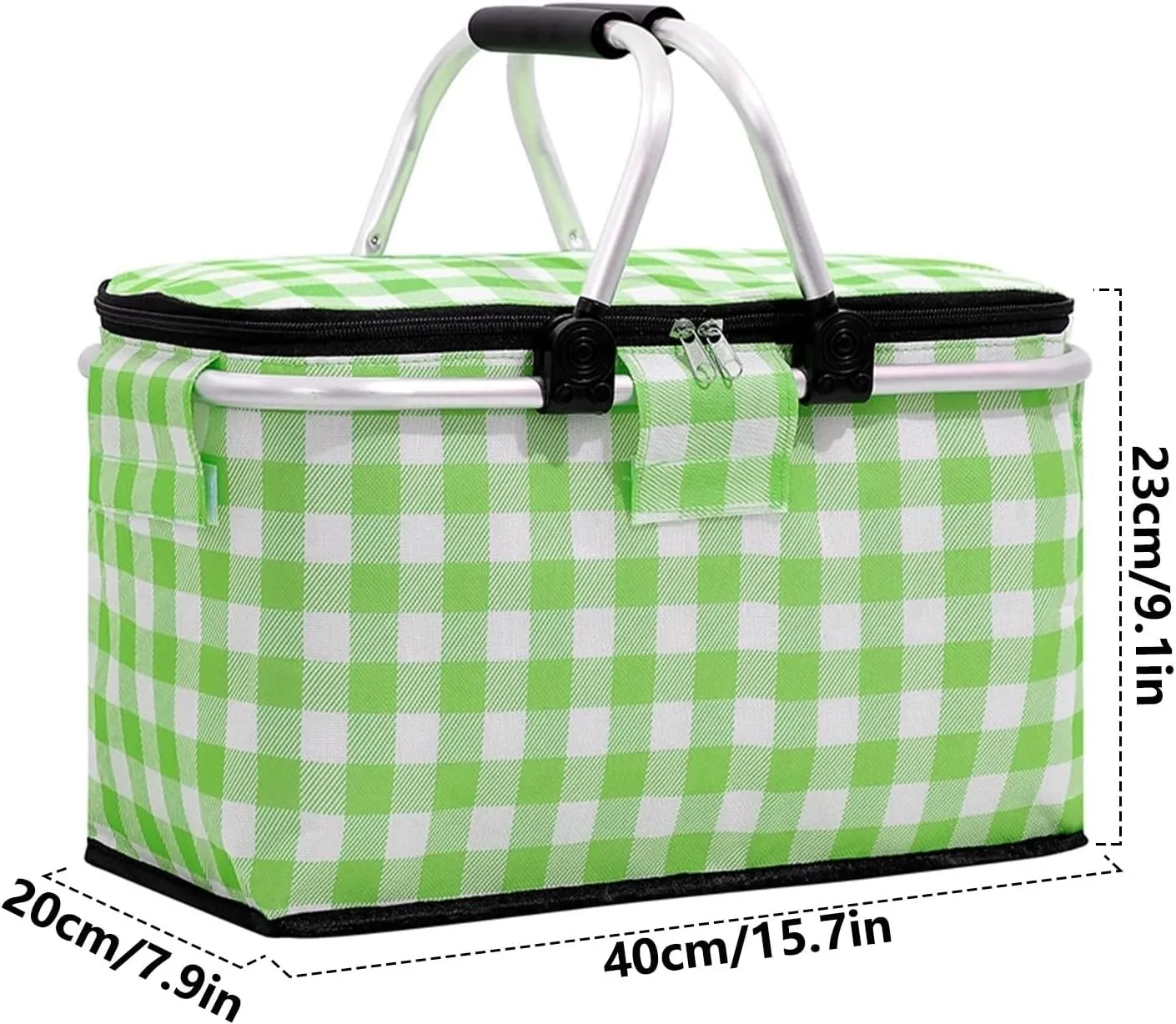 Insulated Picnic Basket Ice Pack Ice Basket Outdoor Insulated Portable Storage Basket Storage Bins Bedroom (Green, One Size)