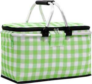 Insulated Picnic Basket Ice Pack Ice Basket Outdoor Insulated Portable Storage Basket Storage Bins Bedroom (Green, One Size)