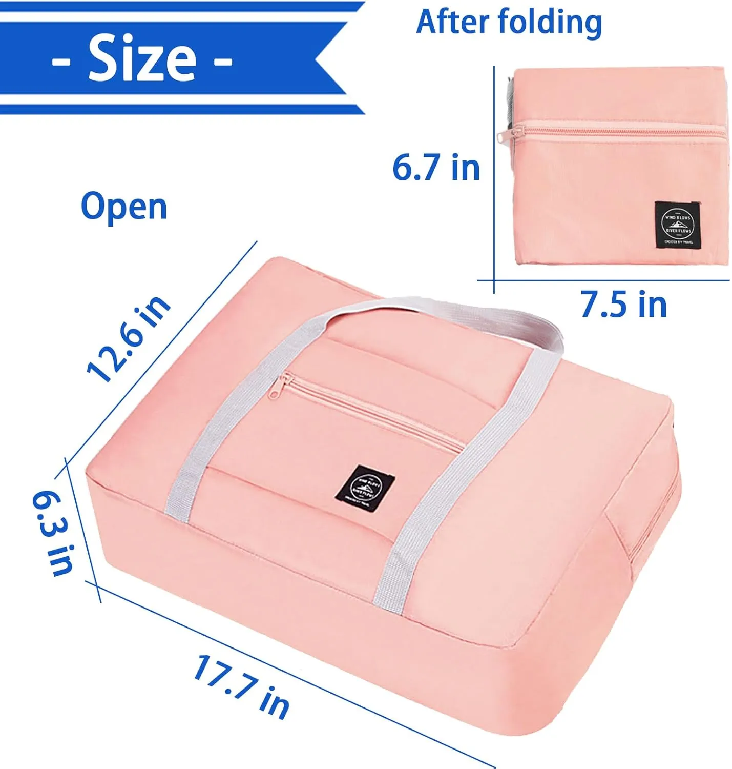 INVODA Travel Bag 24 Packes Carry on Luggage Foldable Duffel Bag Sports Gym Bag Weekender Overnight Bag Water Resistant Nylon Travel Duffel for Men Women (Pink 24PCS)