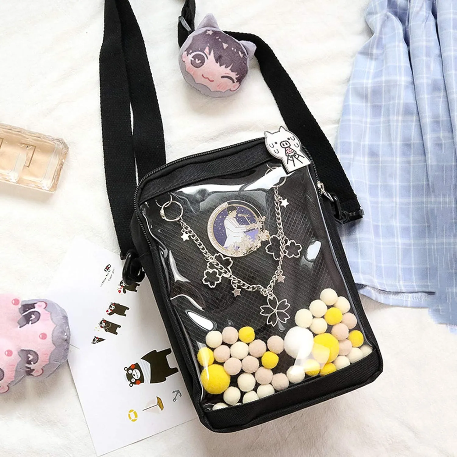 Ita Bag DIY Transparent Crossbody Anime Pins Bag Shoulder Messenger Itabag Comic Anime Satchels
