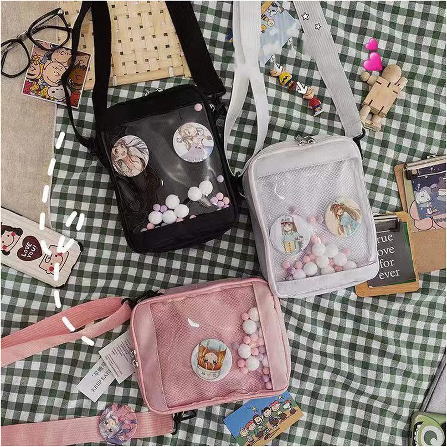 Ita Bag DIY Transparent Crossbody Anime Pins Bag Shoulder Messenger Itabag Comic Anime Satchels