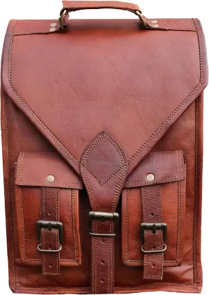 jaald Convertible Leather 15.6" Laptop Bag Backpack Messenger Bag Office Briefcase