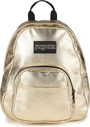JanSport Half Pint FX Mini Backpack – One Main Compartment, Front Zippered Stash Pocket, Adjustable Webbing Shoulder Straps, Web Haul Handle - Surreal Shine​ Gold