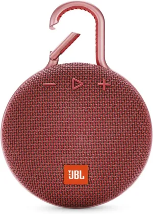 JBL Clip 3, Fiesta Red - Waterproof, Durable & Portable Bluetooth Speaker - Up to 10 Hours of Play - Includes Noise-Cancelling Speakerphone & Wireless Streaming