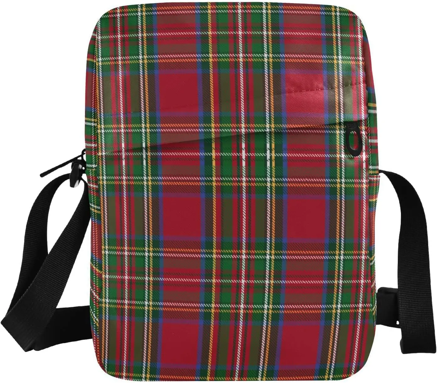 JIPONI Crossbody Bag Christmas Red and Green Tartan Plaid Striped Pattern Small Shoulder Bag Messenger Bag Purse for Women Men