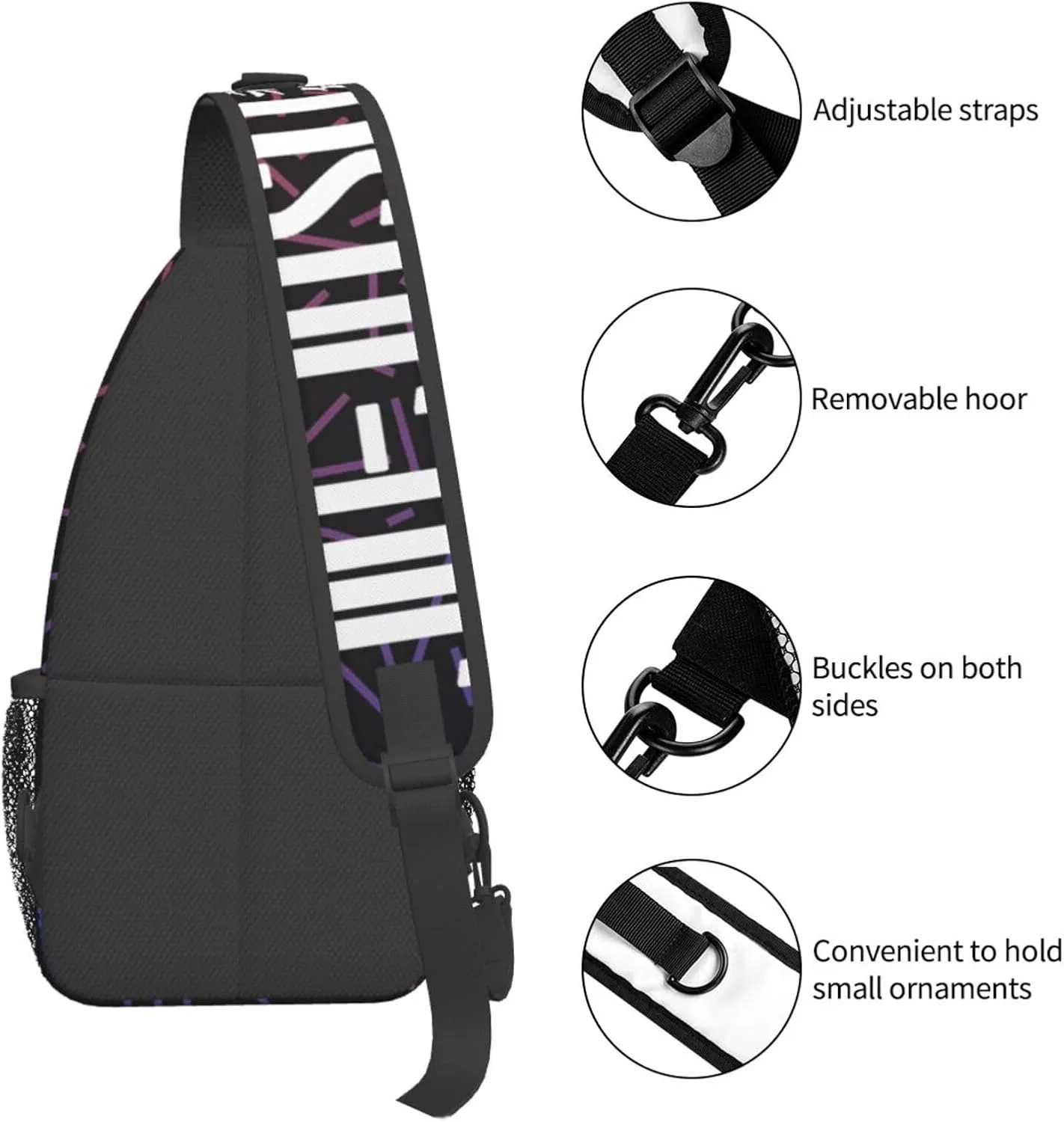Jiu Jitsu Crossbody For Men Women Sling Chest Bag Shoulder Bag Lightweight One Strap Backpack Multipurpose Travel Hiking Daypack