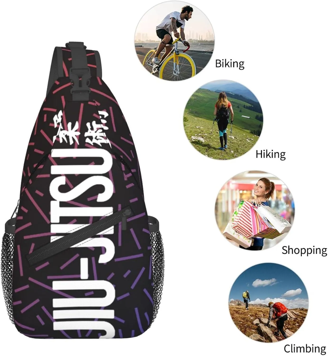 Jiu Jitsu Crossbody For Men Women Sling Chest Bag Shoulder Bag Lightweight One Strap Backpack Multipurpose Travel Hiking Daypack