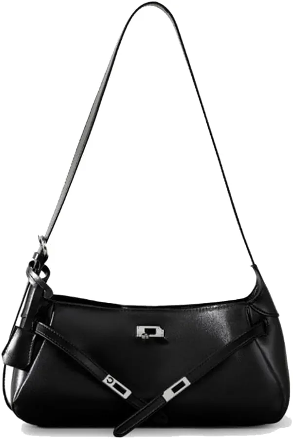 JIUFENG Leather Crossbody Underarm Bag for Women, Trendy French-Inspired Tote Shoulder Handbag Purse, Knob Lock & Long Strap
