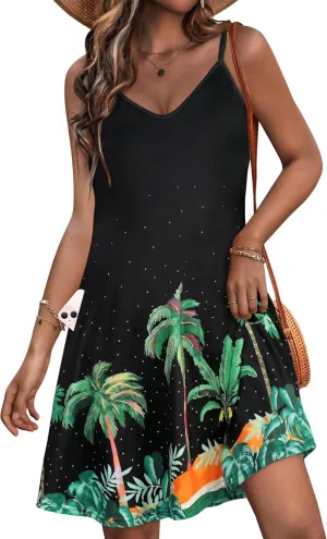 JOELLYUS Womens Spaghetti Strap Dress Summer Dresses Beach Cover Ups Casual Sundresses with Pockets