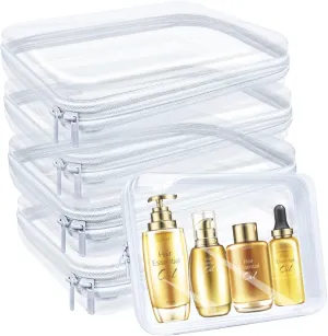 Jolbndcv 4 Pcs Clear Hard Plastic Zipper Case Hard Plastic Zipper Pouches Transparent Toiletry Pouch Travel Organizer Toy Storage Bins Cosmetic Bag (7.9x9.8x 2 Inch)