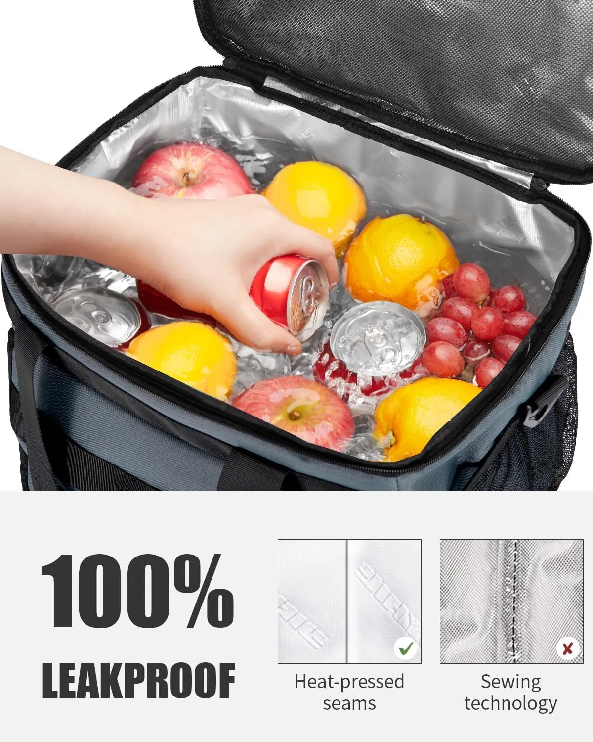 JOYHILL Soft Cooler Bag, 40 Cans Large Insulated Ice Chest Box for Lunch, Leakproof Portable Beach Cooler with Shoulder Strap for Camping,Travel,Picnic, Food Delivery 30L
