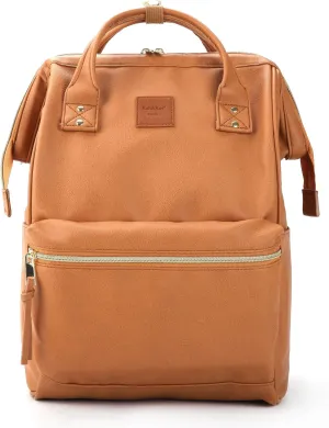 Kah&Kee Leather Backpack for Women and Men 15-inch Laptop Bag | Teacher Professional, Diaper Bag Backpack, Ideal for Work, School, Nurse, College & Travel (Camel Beige, Medium)