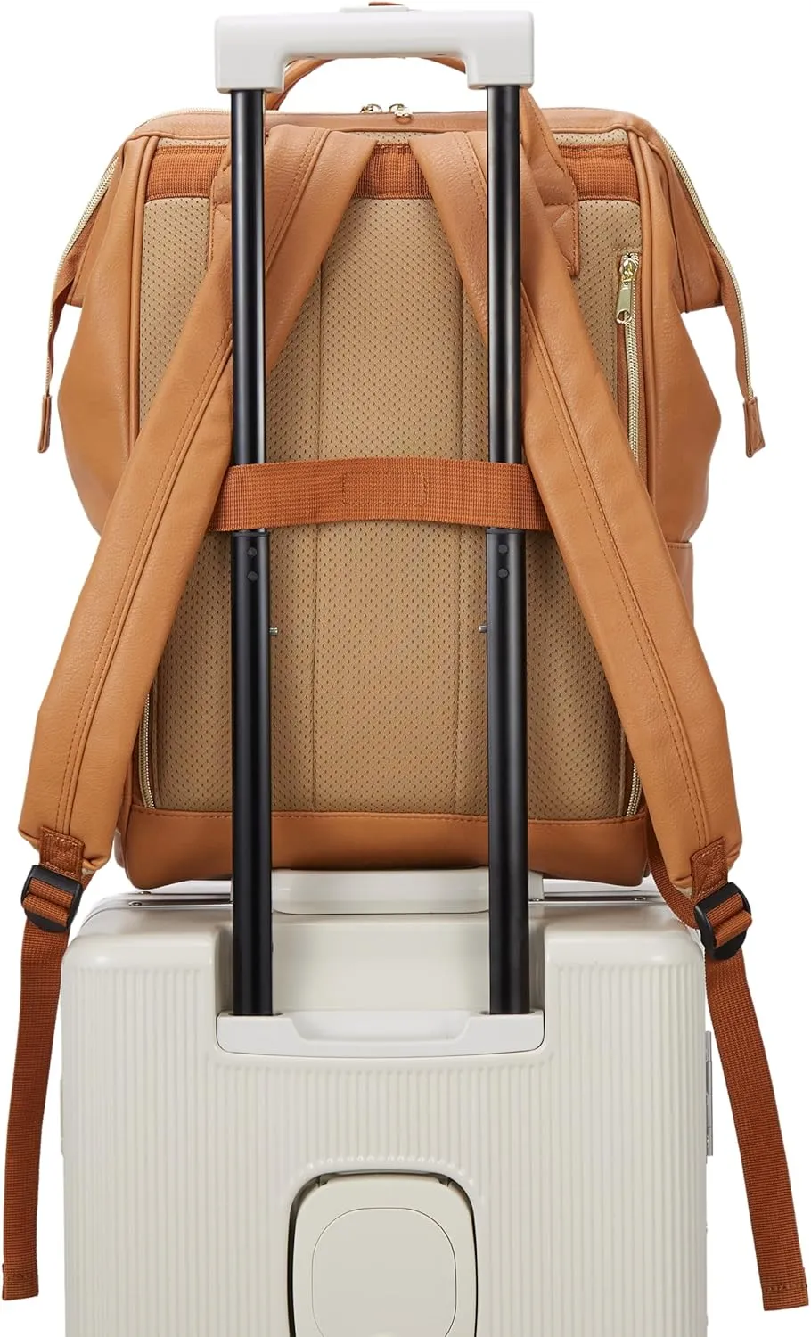 Kah&Kee Leather Backpack for Women and Men 16-inch Laptop Bag | Teacher Professional, Diaper Bag Backpack, Ideal for Work, School, Nurse, College & Travel (Camel Beige, Large)