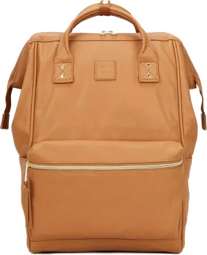 Kah&Kee Leather Backpack for Women and Men 16-inch Laptop Bag | Teacher Professional, Diaper Bag Backpack, Ideal for Work, School, Nurse, College & Travel (Camel Beige, Large)