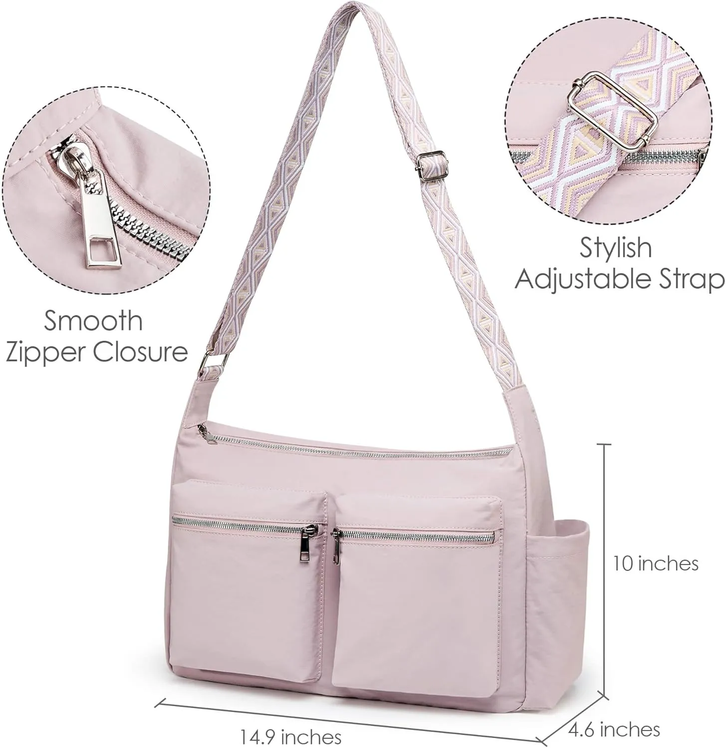 KALIDI Canvas Tote Bag Messenger Bag, Large Crossbody Bag for Women or Men, Casual Canvas Shoulder Bag for College Work Daily