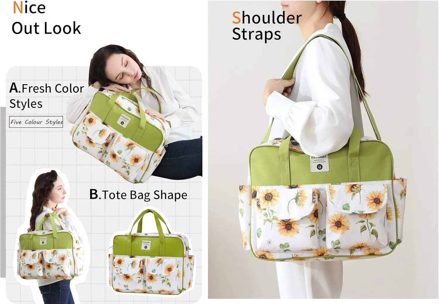 Kamay's Mummy Shoulder Bag Diaper Bag Chic Nappy Changing Bag Tote/Messenger Style Large with Changing Mat, Adjustable Straps
