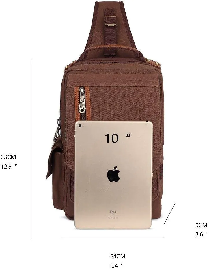 KAUKKO Canvas Messenger Bag Cross Body Shoulder Sling Backpack Travel Hiking Chest Bag