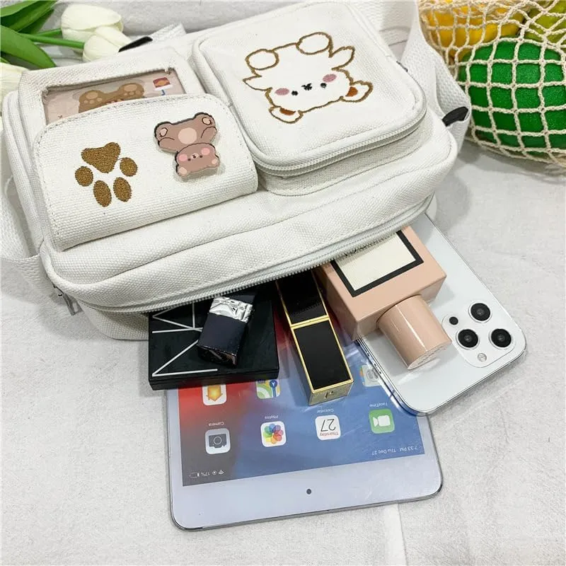 Kawaii Crossbody Bag Cute Wallet Purse Canvas Shoulder Bag for Women Small Messenger Bag