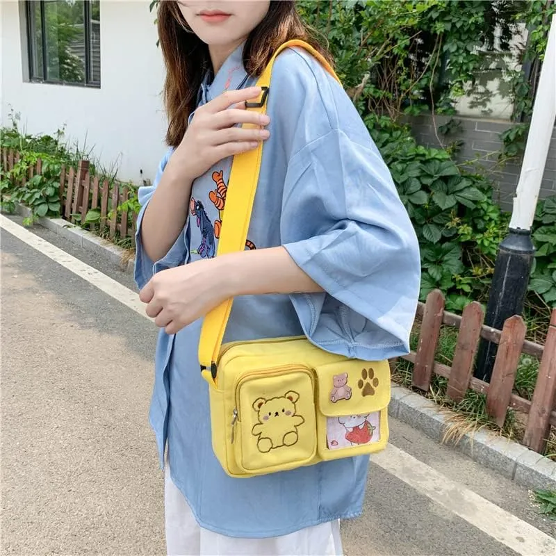 Kawaii Crossbody Bag Cute Wallet Purse Canvas Shoulder Bag for Women Small Messenger Bag