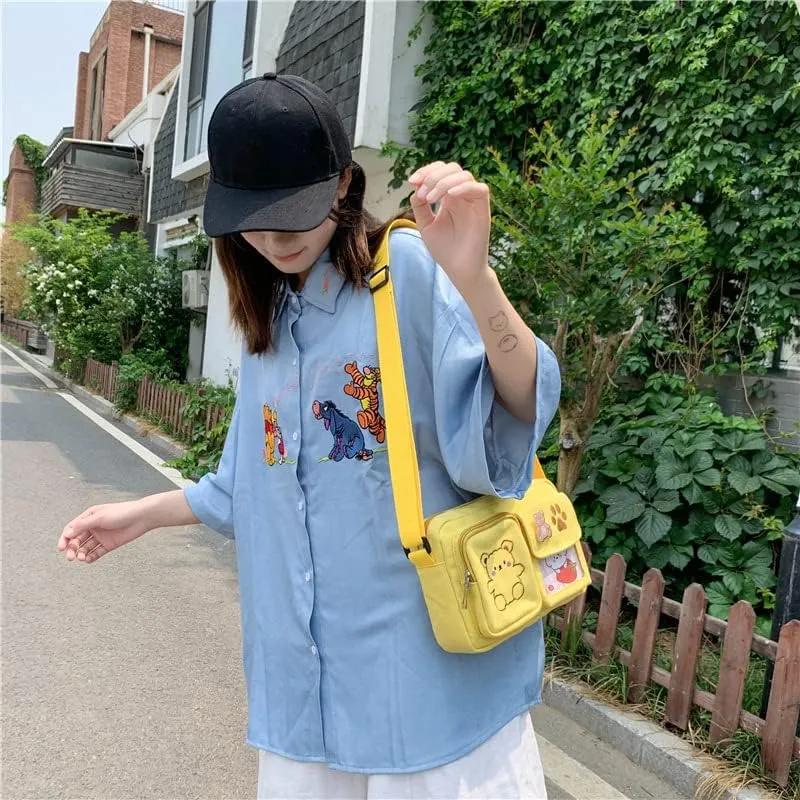 Kawaii Crossbody Bag Cute Wallet Purse Canvas Shoulder Bag for Women Small Messenger Bag