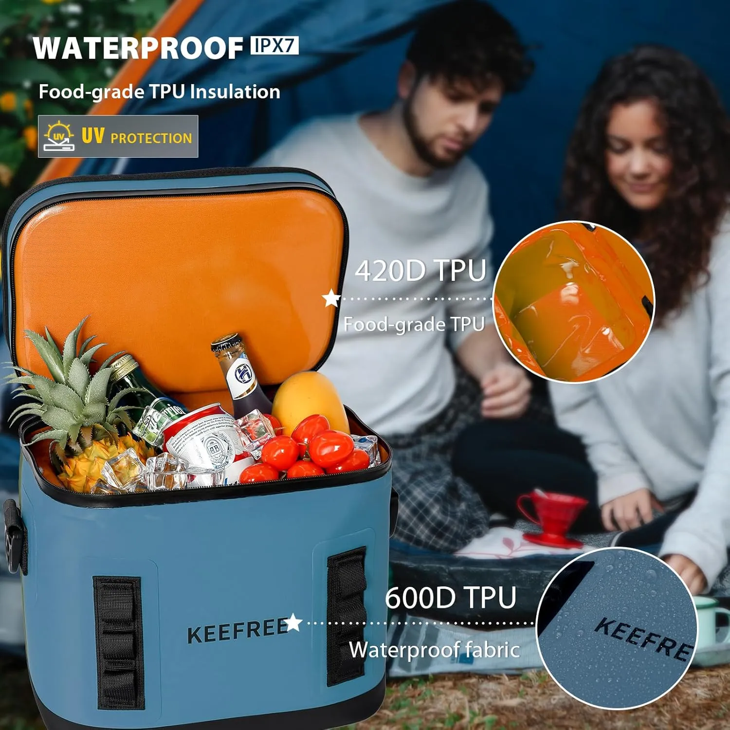 KEEFREE Soft Cooler 8 Cans,Insulated Bag Leakproof with Zipper for Lunch Drink Beverage Picnic Beach Hiking Fishing Camping Travel