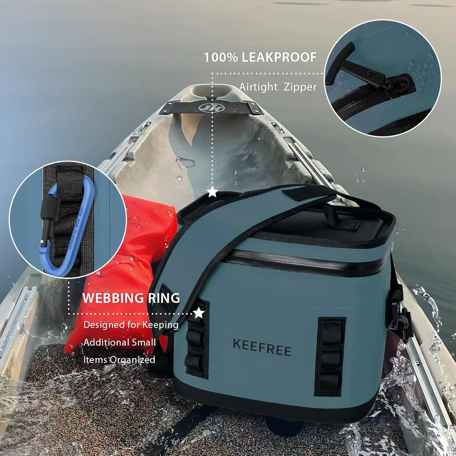KEEFREE Soft Cooler 8 Cans,Insulated Bag Leakproof with Zipper for Lunch Drink Beverage Picnic Beach Hiking Fishing Camping Travel
