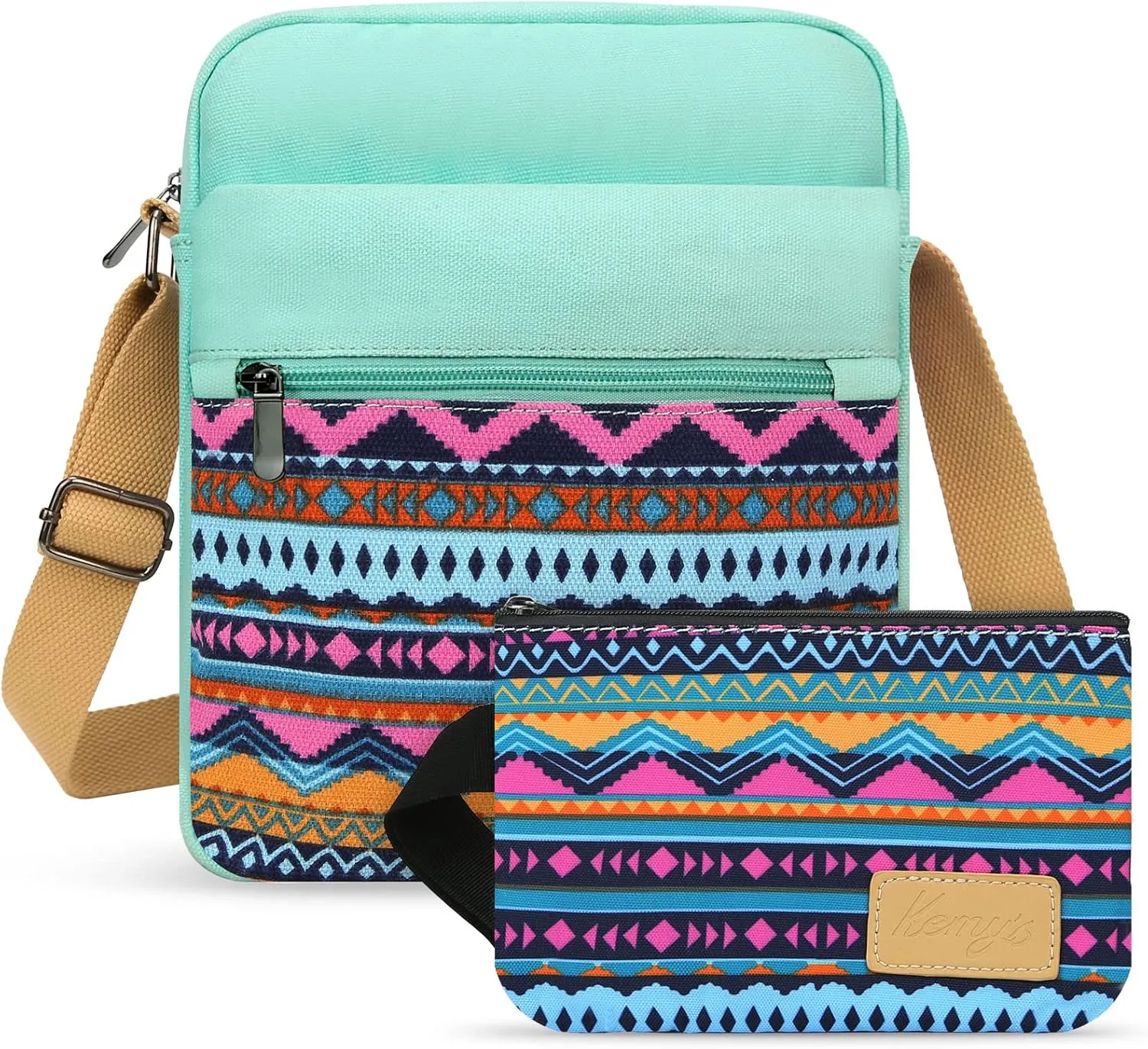 Kemy's Small Canvas Crossbody Bag for Teen Girls, Lightweight Messenger Shoulder Bags Cross Body Purse for Girls and Women