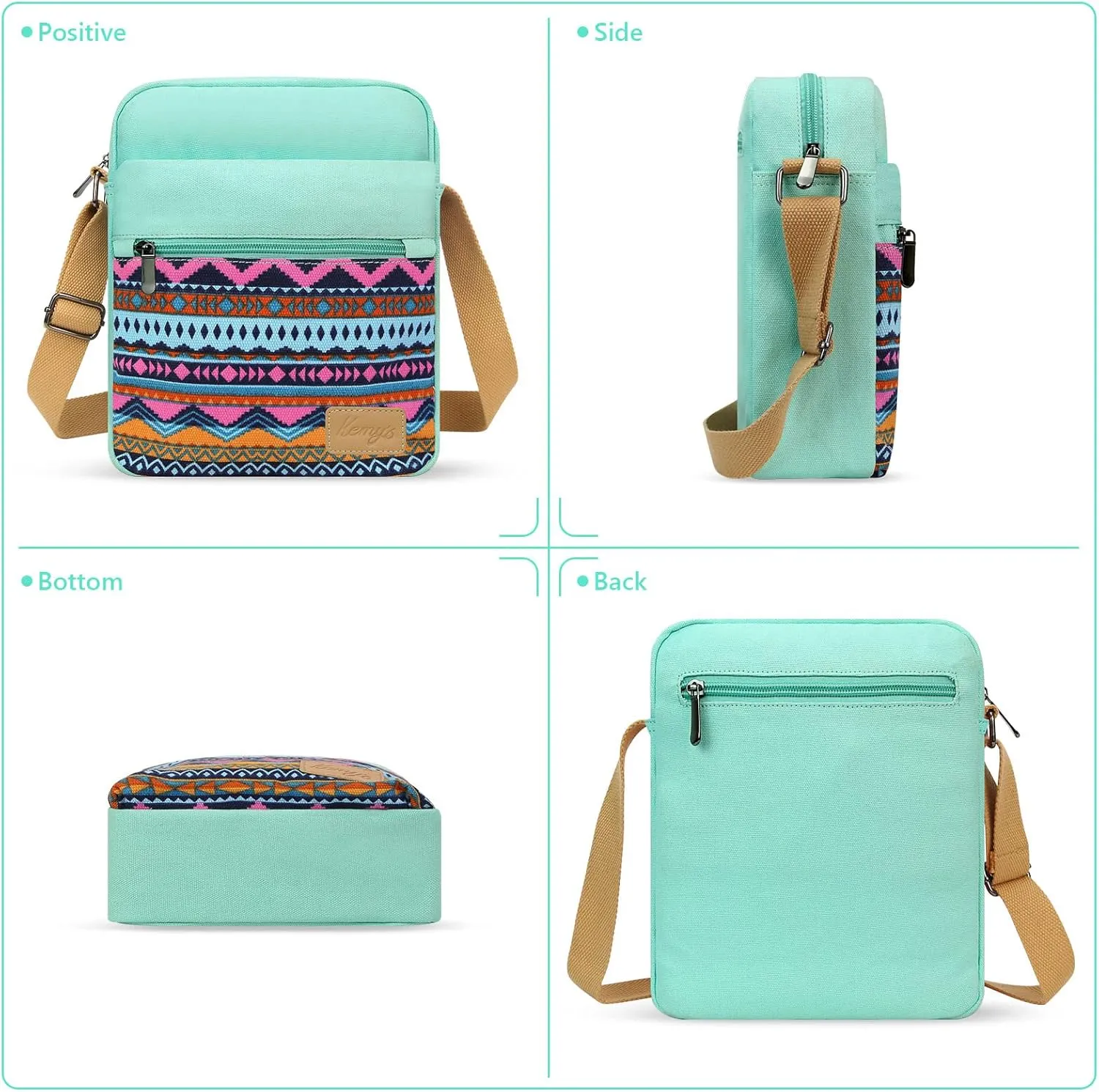 Kemy's Small Canvas Crossbody Bag for Teen Girls, Lightweight Messenger Shoulder Bags Cross Body Purse for Girls and Women