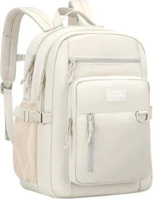 Kids Backpack for School Cute Aesthetic Beige Backpack Girls Student Bookbag Women Travel Lightweight Book Bag