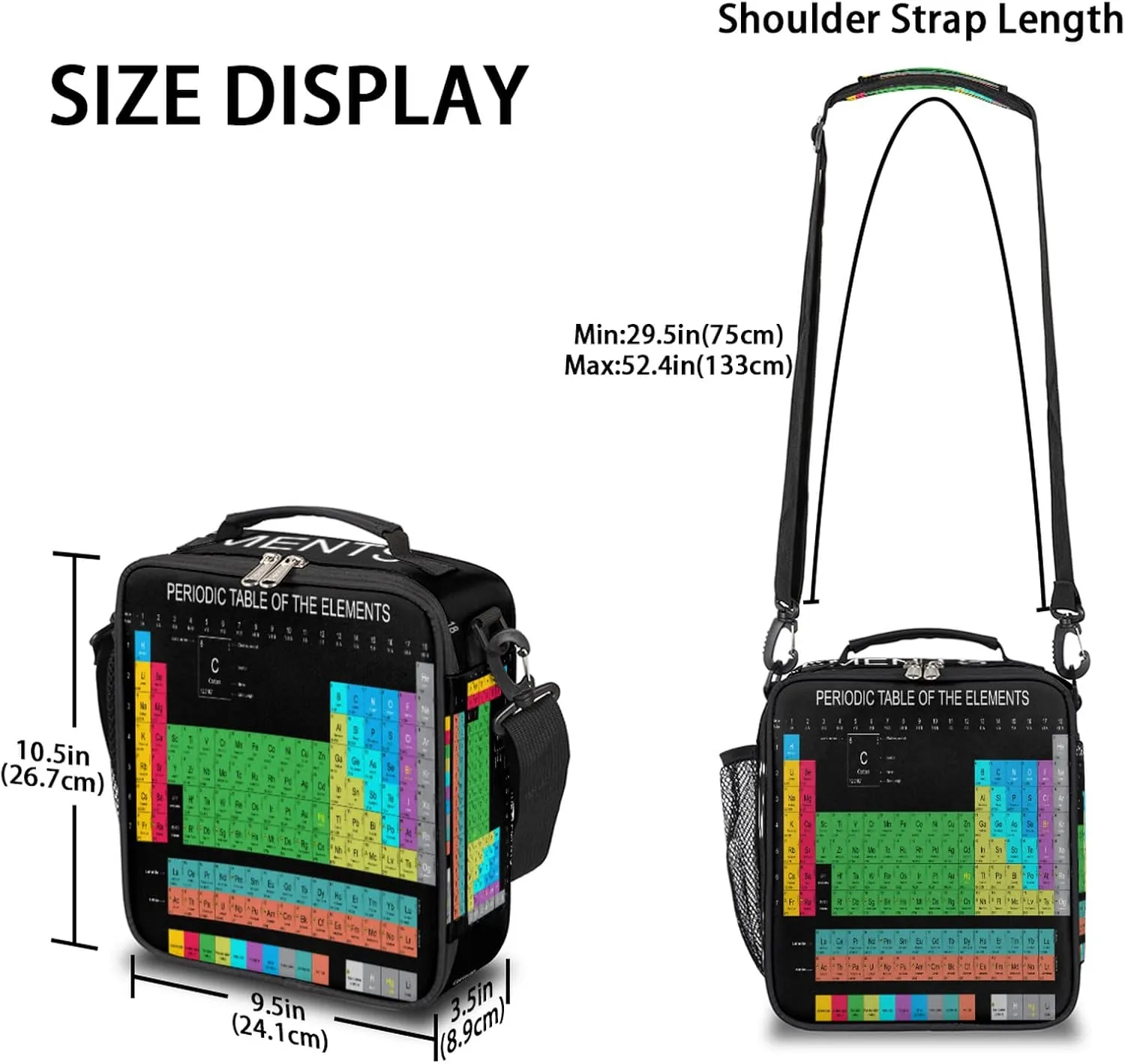 Kids Lunch Bags Insulated Lunch Box for Boys Chemistry Periodic Table Lunch Bag with Adjustable Shoulder Strap Reusable Leakproof kids Lunch Cooler Bag for School Picnic Work