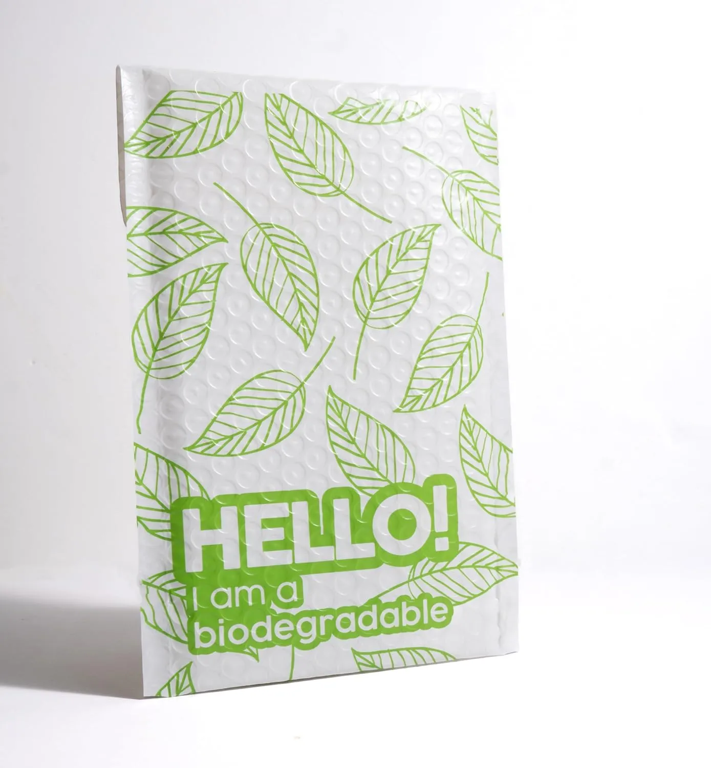 Kipulu™ 100% Biodegradable Bubble Mailers,25pcs Padded Packaging Wrap Envelopes Pouches Eco Friendly no glue (Green Leafs)