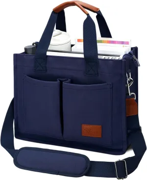 KKXIU Large Canvas Tote Bag for Women with Zipper and Compartments Crossbody Work Bible Messenger Purse Bag With Pockets