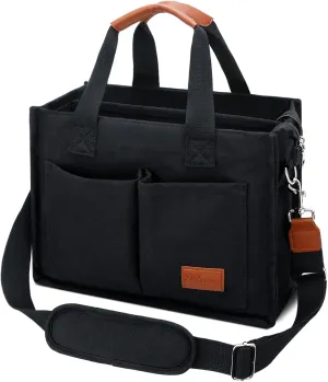 KKXIU Large Canvas Tote Bag for Women with Zipper and Compartments Crossbody Work Bible Messenger Purse Bag With Pockets