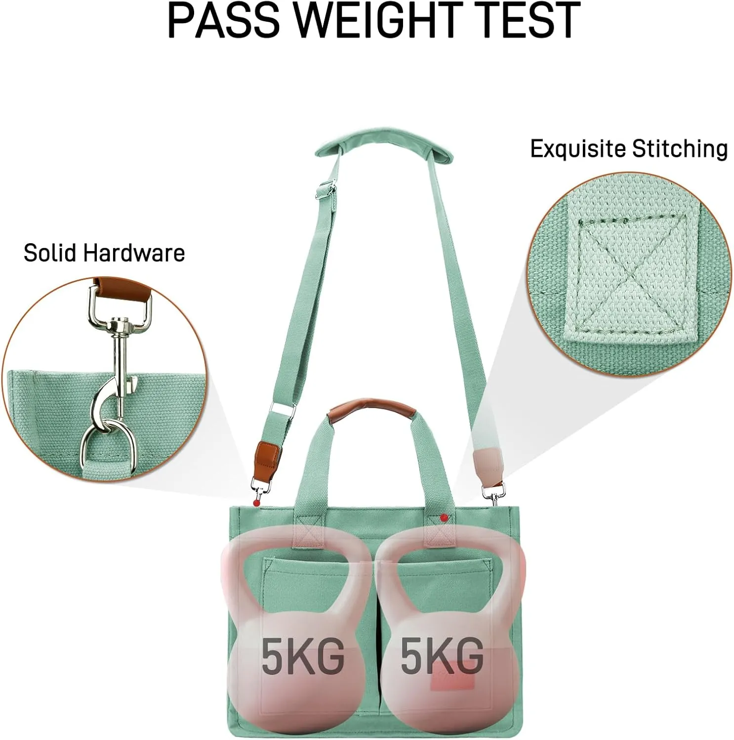 KKXIU Large Canvas Tote Bag for Women with Zipper and Compartments Crossbody Work Bible Messenger Purse Bag With Pockets