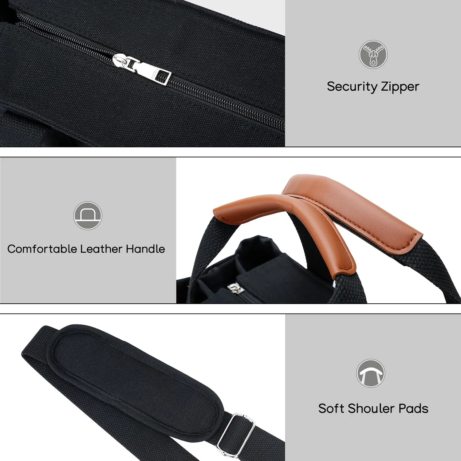 KKXIU Large Canvas Tote Bag for Women with Zipper and Compartments Crossbody Work Bible Messenger Purse Bag With Pockets