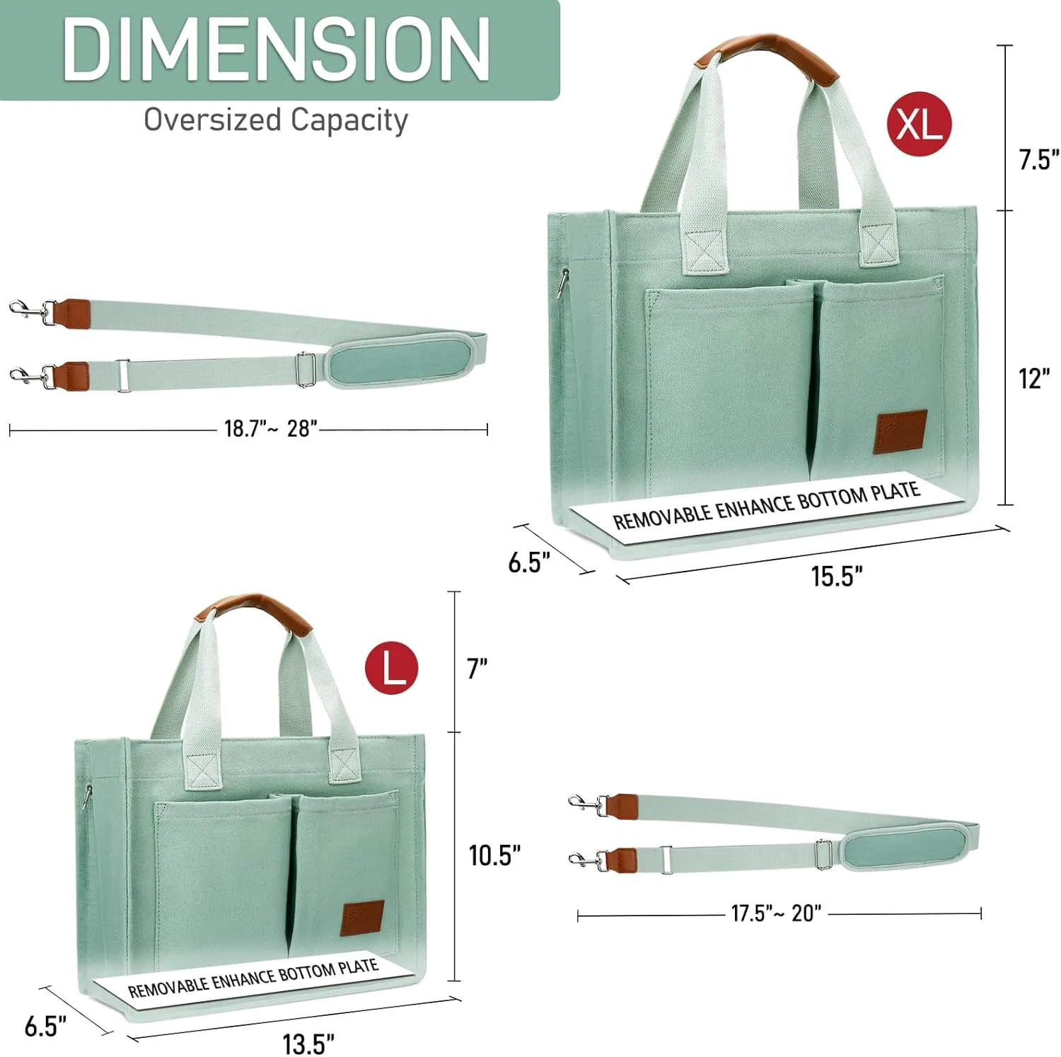 KKXIU Large Canvas Tote Bag for Women with Zipper and Compartments Crossbody Work Bible Messenger Purse Bag With Pockets