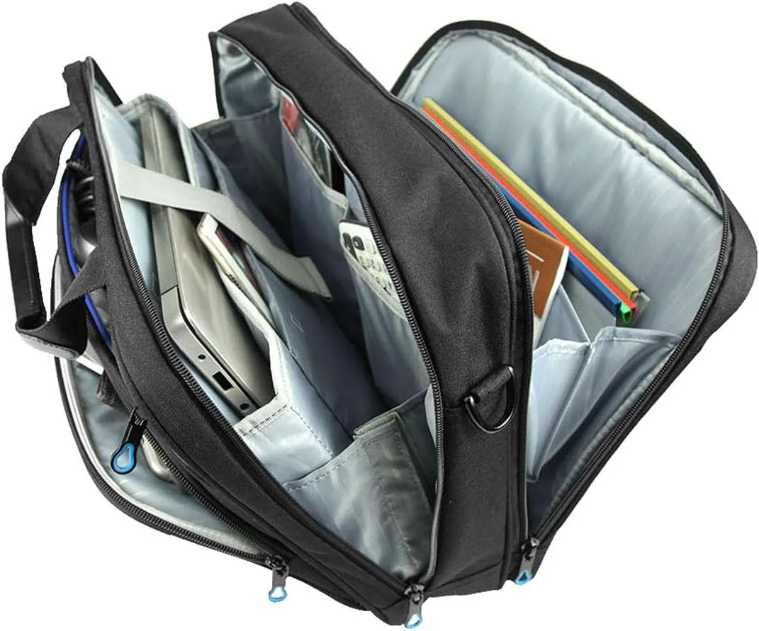 KROSER Laptop Bag 15.6 Inch Briefcase Messenger Bag Water Repellent Computer Case Shoulder Bag Durable Tablet Sleeve with RFID Pockets for Business/College/Women/Men - Black/Blue