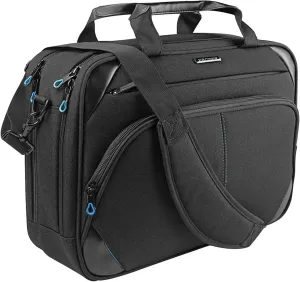 KROSER Laptop Bag 15.6 Inch Briefcase Messenger Bag Water Repellent Computer Case Shoulder Bag Durable Tablet Sleeve with RFID Pockets for Business/College/Women/Men - Black/Blue