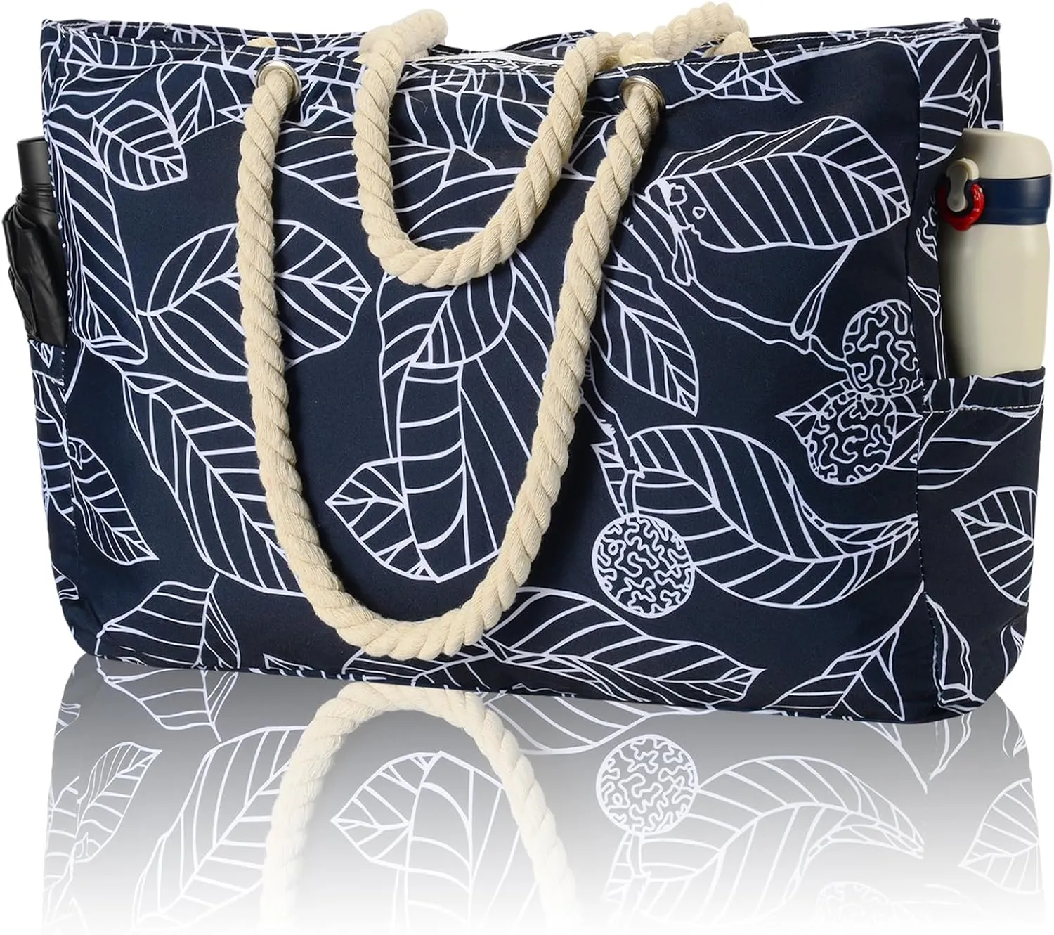 KUAK Beach Bag, Large Beach Bags for Women Waterproof Sandproof Beach Tote Bag with Zipper and Pockets for Pool Family