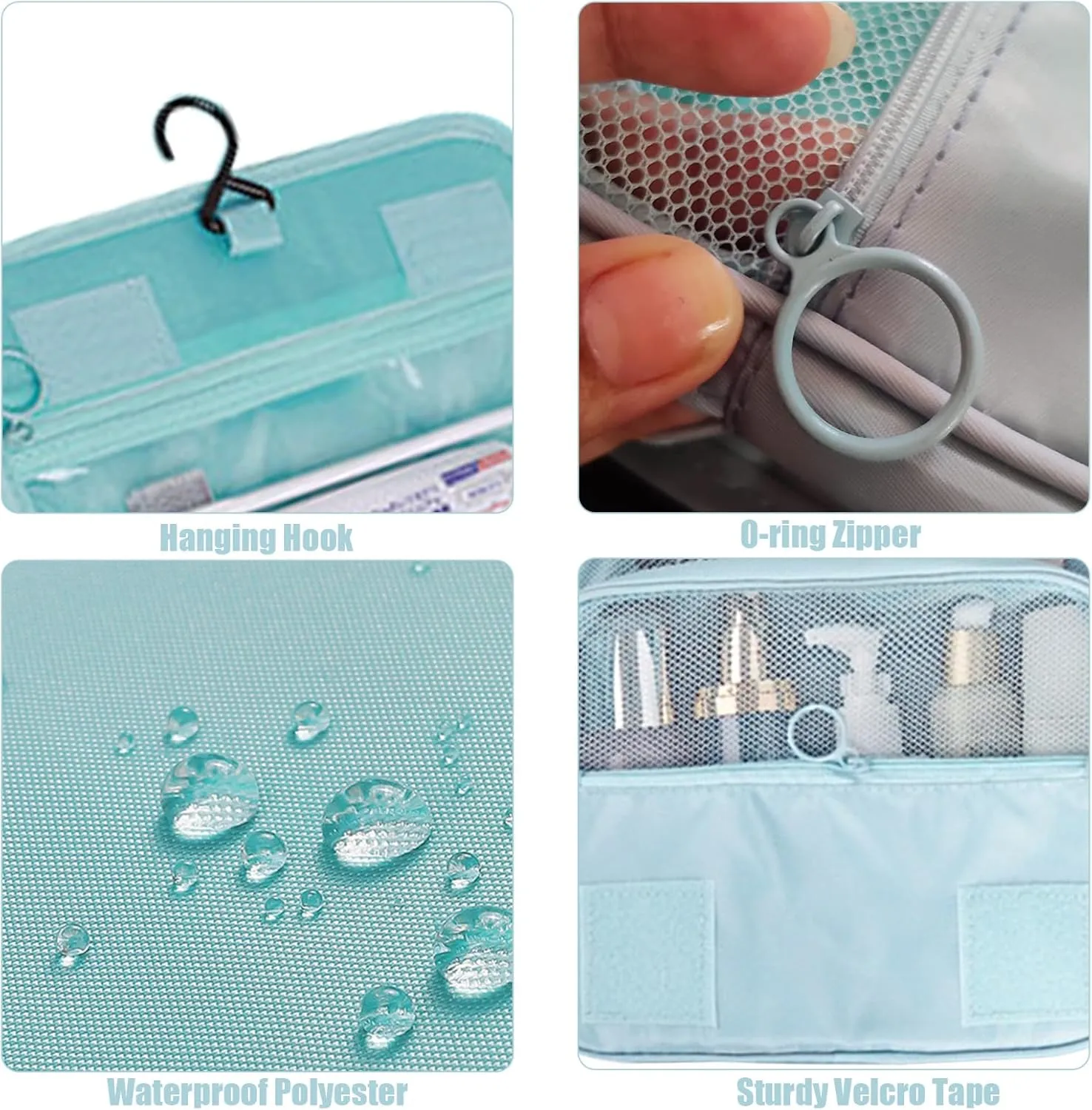 L&FY Hanging Travel Toiletry Bag Women's Cosmetic Organizer Makeup Pouch Men's Dopp Kits With Handle(Lake Blue)