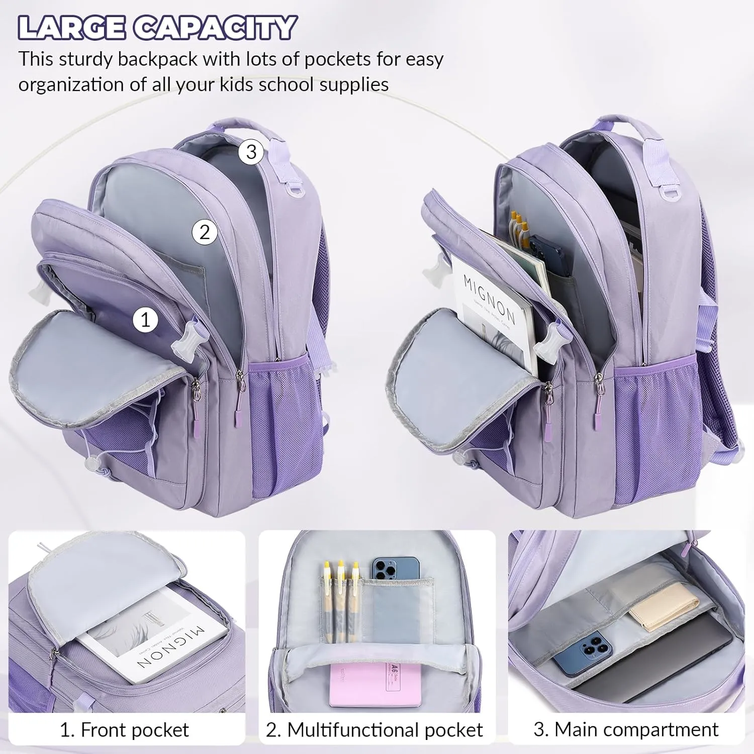 Lanola Man Women Children Casual Daypack Schoolbag Teenage Girls Bookbag Student College School Backpack - Black
