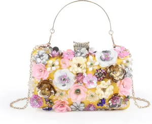Lanpet Women Clutches Flower Evening Handbag Chain Strap Shoulder Bag