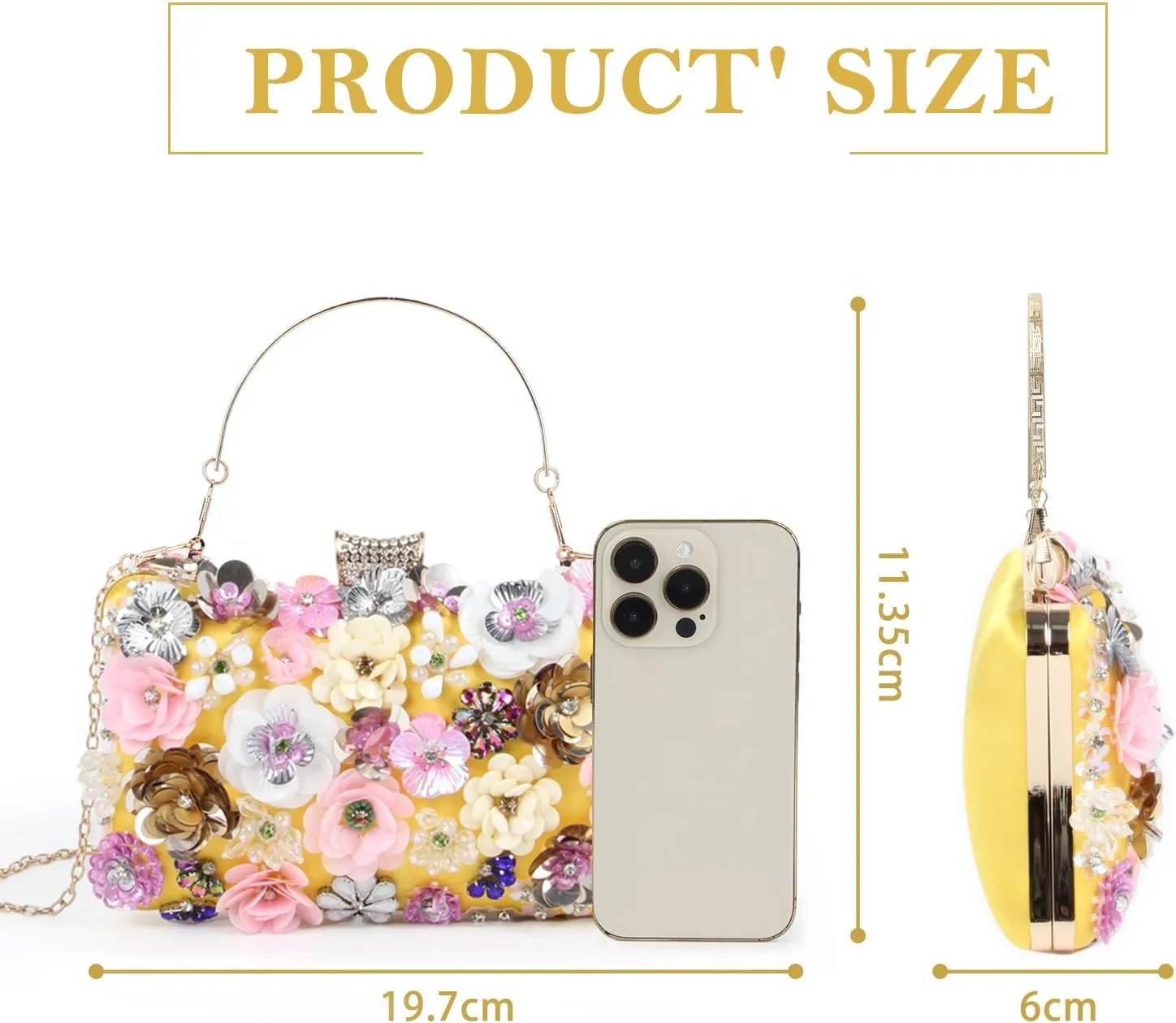 Lanpet Women Clutches Flower Evening Handbag Chain Strap Shoulder Bag
