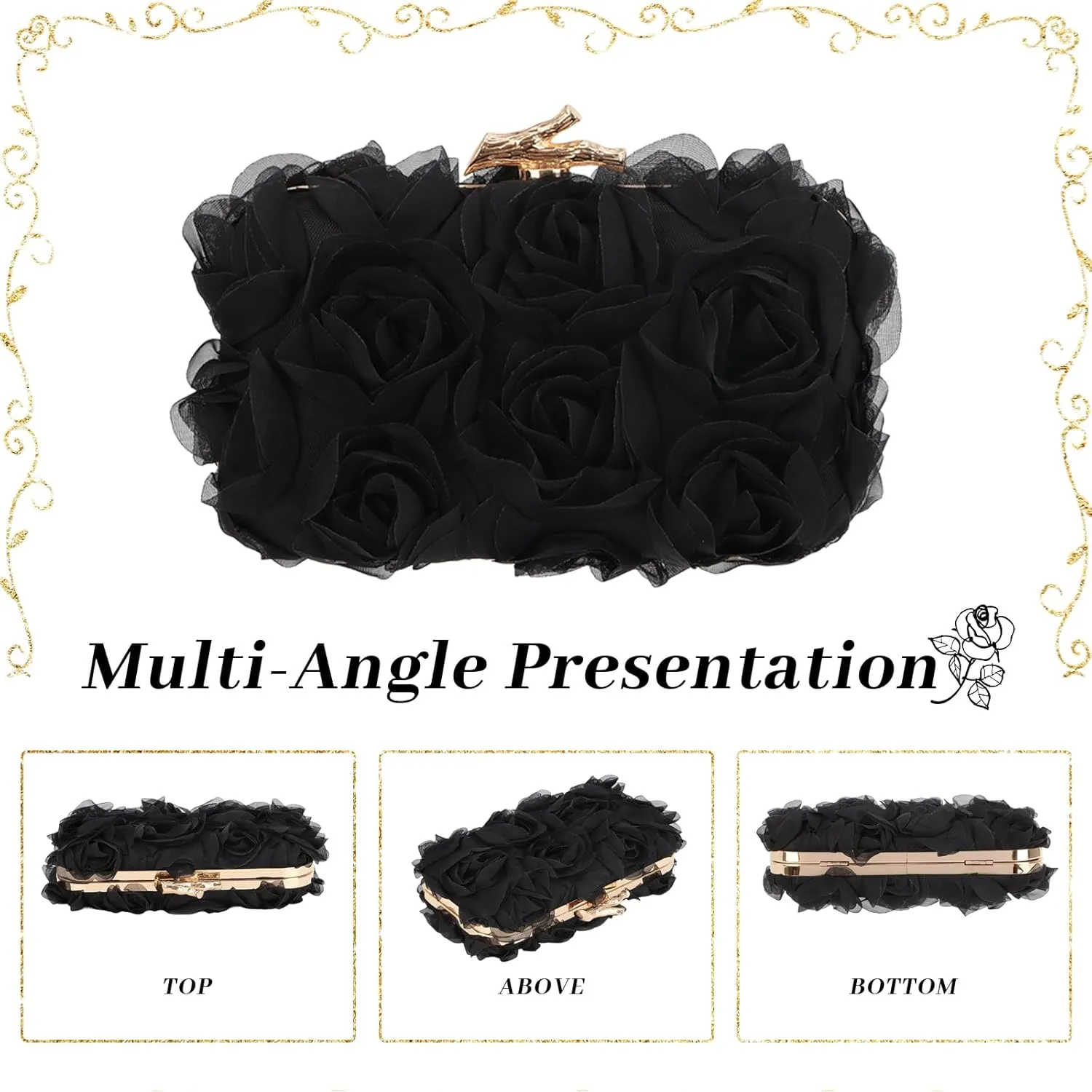 Lanpet Women Clutches Purse Lace Formal Flower Evening Handbag Chain Strap Shoulder Bag