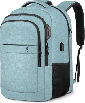 Lapsouno Business Laptop Backpack, Travel Laptop Backpack, Backpack, Anti Theft Sturdy 15.6 Inch TSA Friendly with USB Port, Water Resistant College School Computer Bag Gifts for Men Women, Lake Green