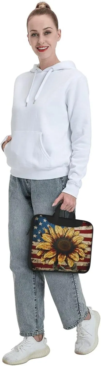 Laptop Bag Vintage Music Stave Sunflowers Laptop Tote Bag Women Men Laptop Sleeve Case Lightweight Computer Bag