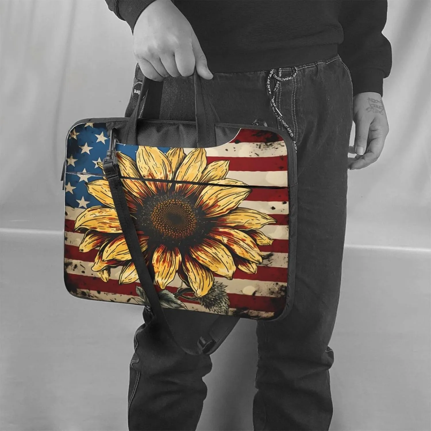 Laptop Bag Vintage Music Stave Sunflowers Laptop Tote Bag Women Men Laptop Sleeve Case Lightweight Computer Bag