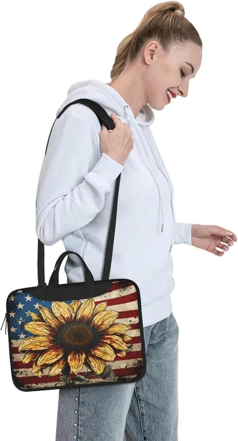 Laptop Bag Vintage Music Stave Sunflowers Laptop Tote Bag Women Men Laptop Sleeve Case Lightweight Computer Bag